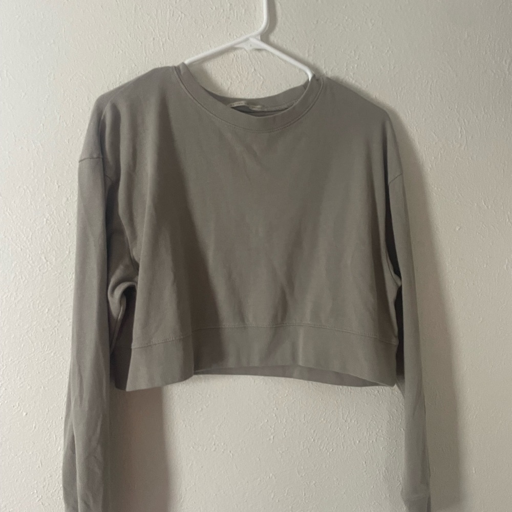 Active USA Long Sleeve Crop Top - Tan